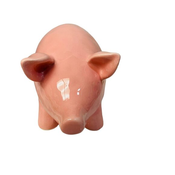 Handmade Pink Ceramic Piggy Bank Decorative Home Accent - Picture 2 of 6